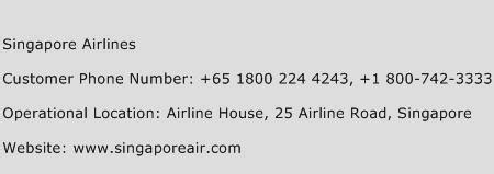 singapore airlines customer service number